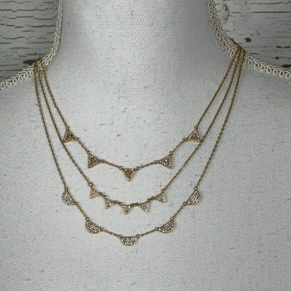 STELLA & DOT Pavè Chevron Layered Necklace N483 NWOT - Picture 2 of 6